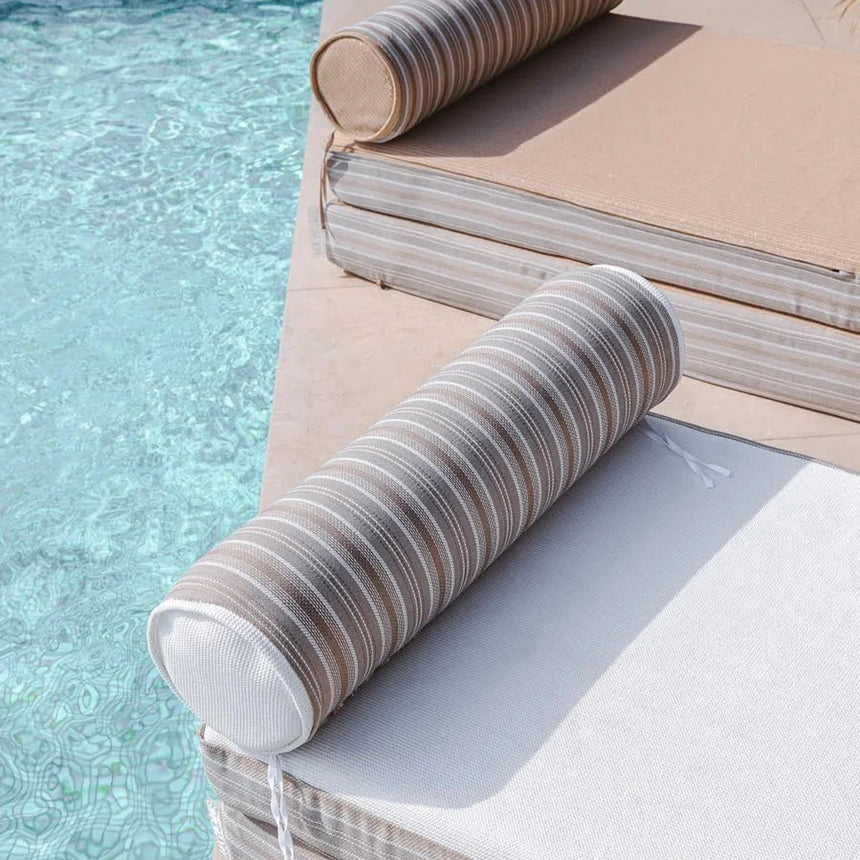 Double reversible fabric sun lounger with headrest