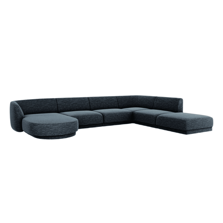Miley U-shaped chenille sofa with right corner unit