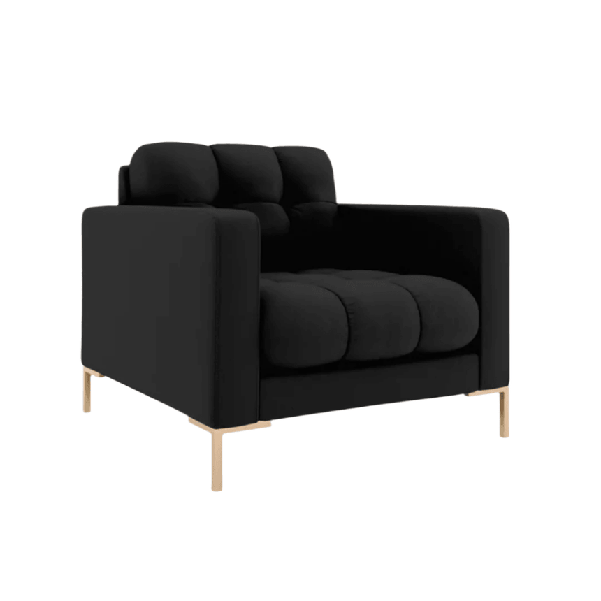 Mamaia fabric armchair with gold legs