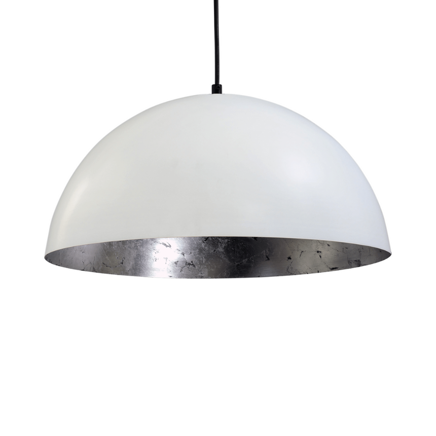 Larino 1-bulb white metal pendant lamp with silver interior