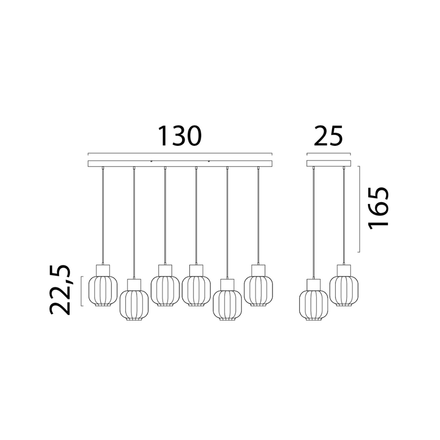 Lett Rib matt üveg függőlámpa réz foglalattal