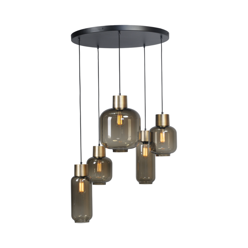 Lett üveg függőlámpa réz foglalattal