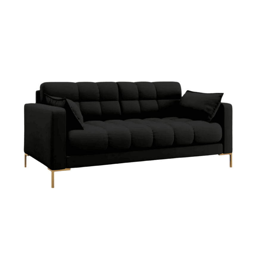 Mamaia 2-seater fabric sofa with gold legs