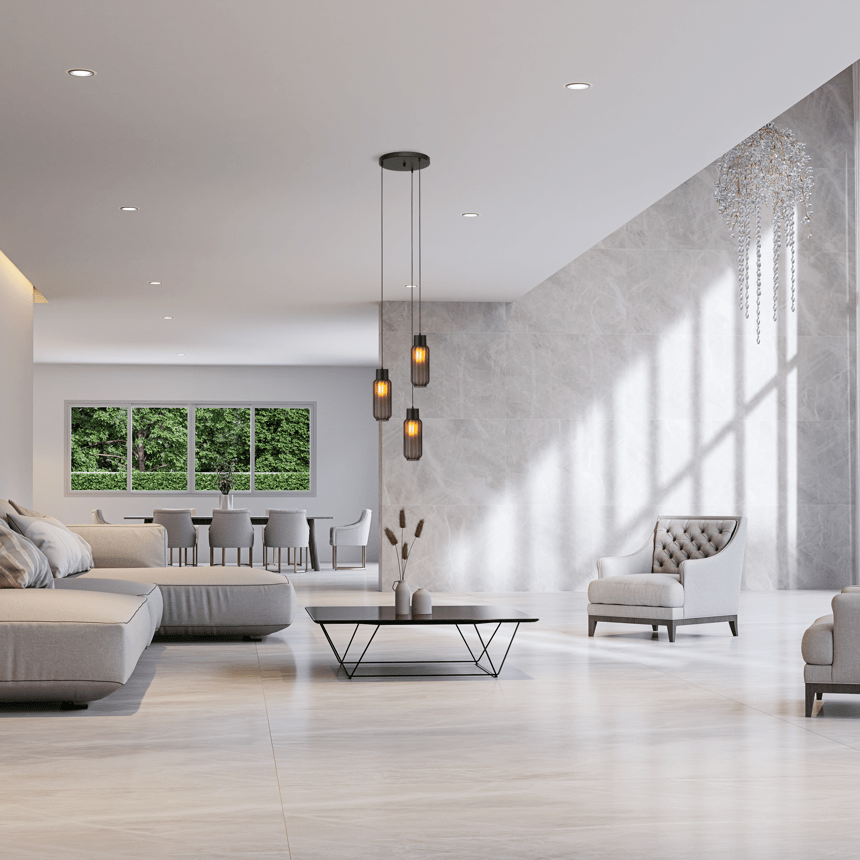 Lett Rib matt üveg függőlámpa fekete foglalattal