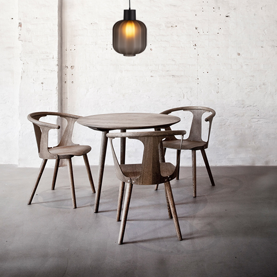 Lett Rib matt üveg függőlámpa fekete foglalattal