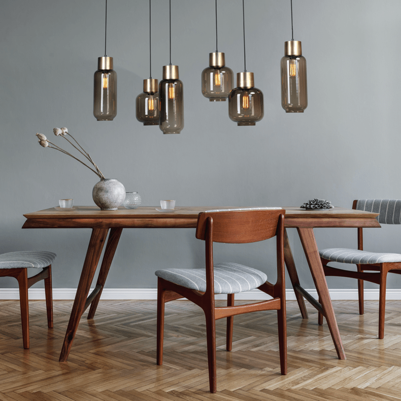 Lett üveg függőlámpa réz foglalattal