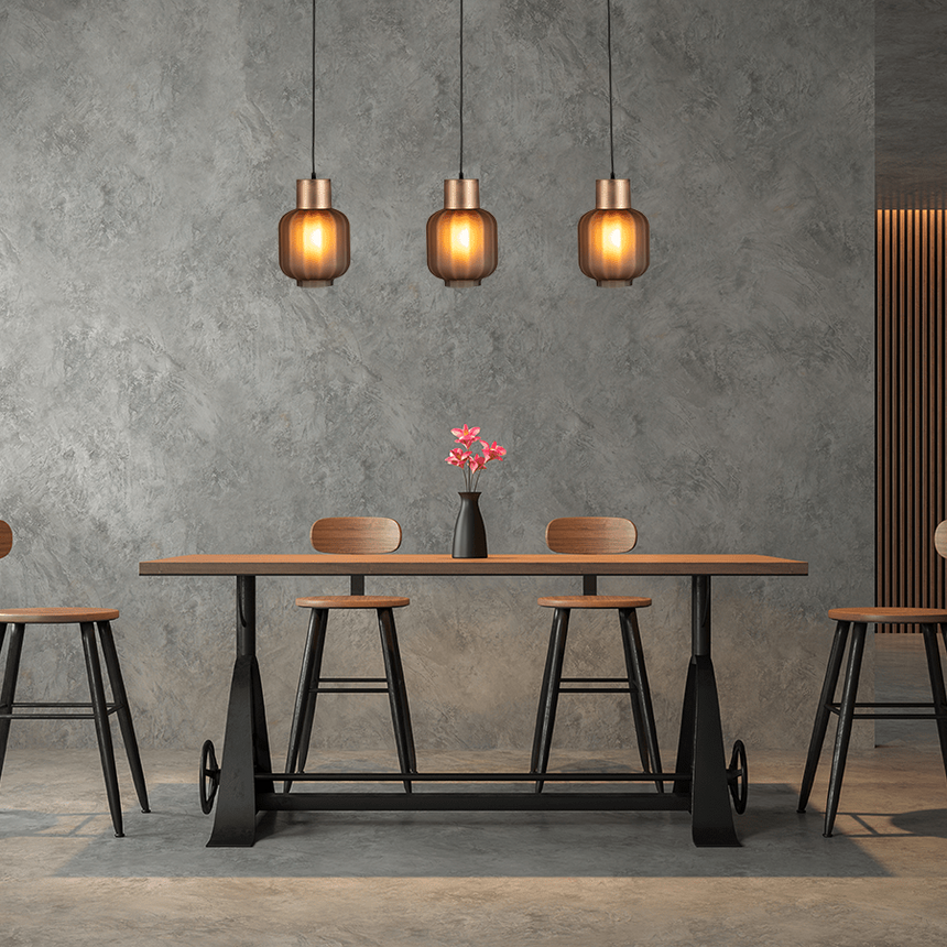 Lett Rib matt üveg függőlámpa réz foglalattal