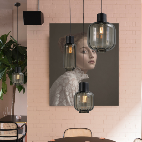 Lett Rib üveg függőlámpa fekete foglalattal