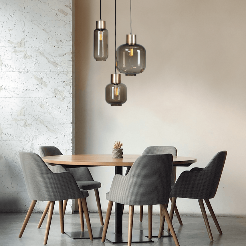 Lett üveg függőlámpa réz foglalattal