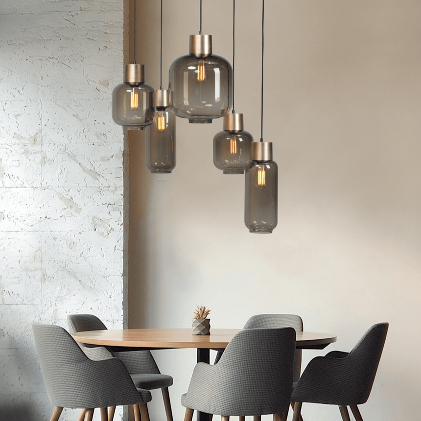 Lett üveg függőlámpa réz foglalattal