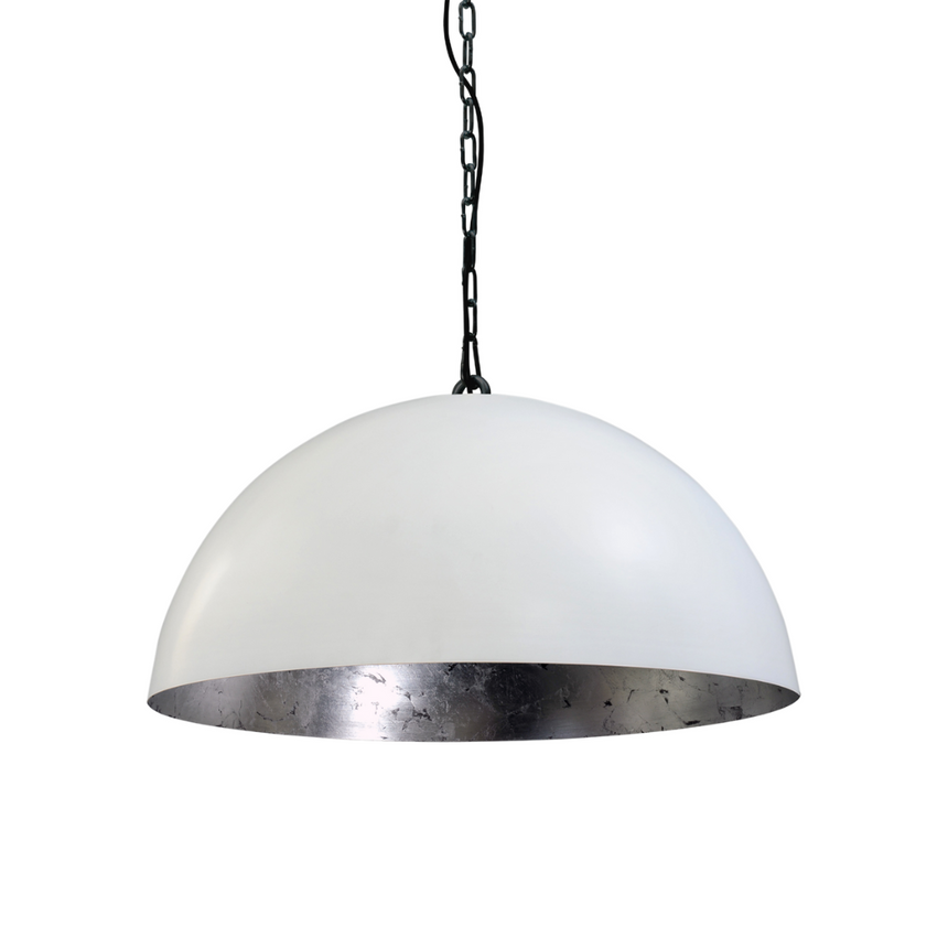 Larino 1-bulb white metal pendant lamp with silver interior