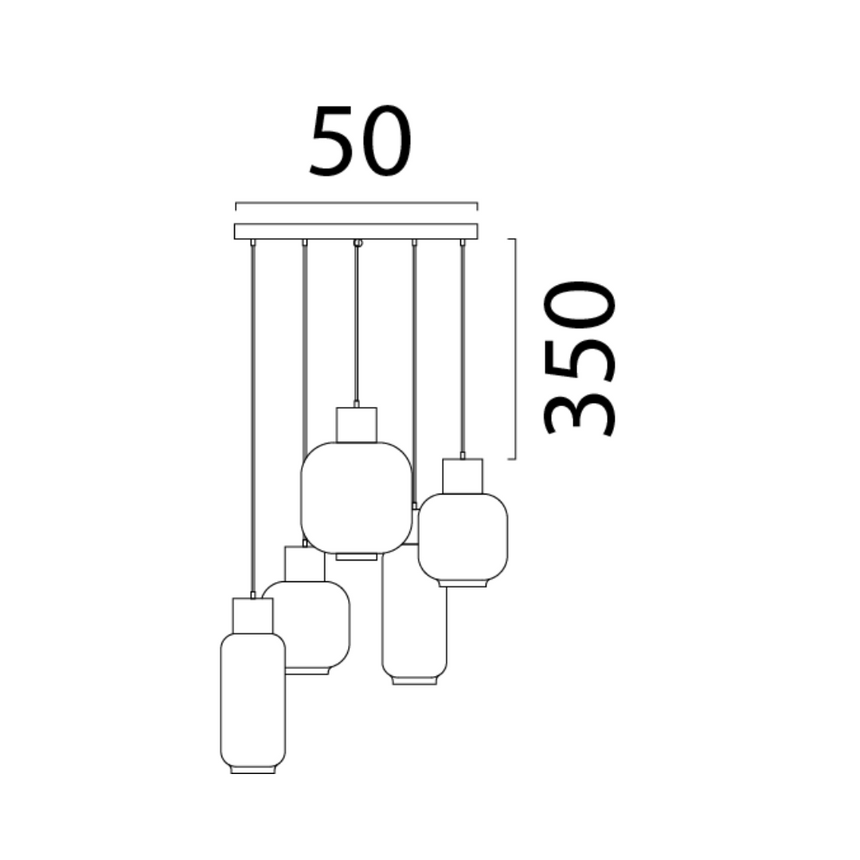 Lett üveg függőlámpa réz foglalattal