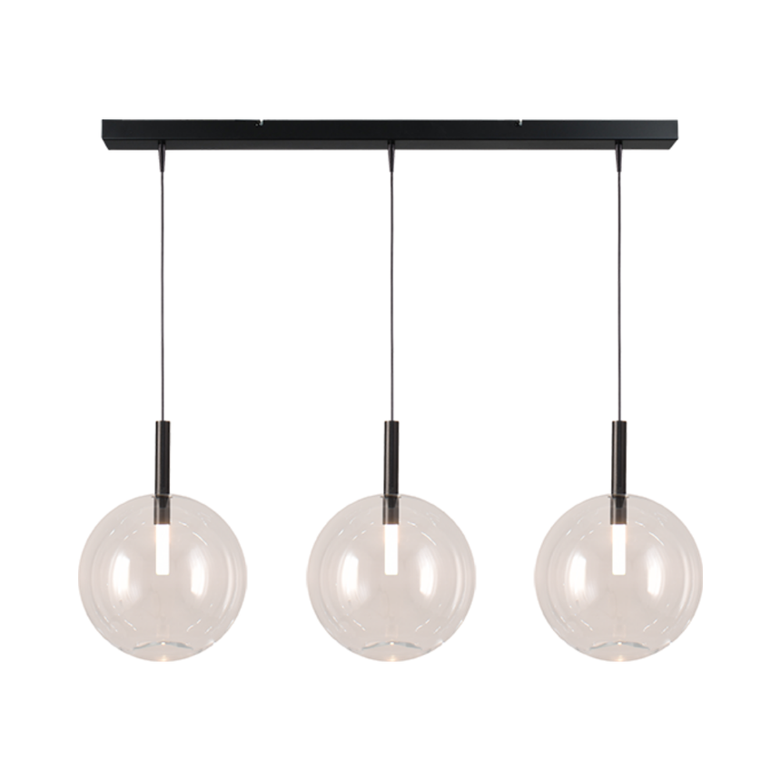 Lido átlátszó üveg függőlámpa fekete foglalattal