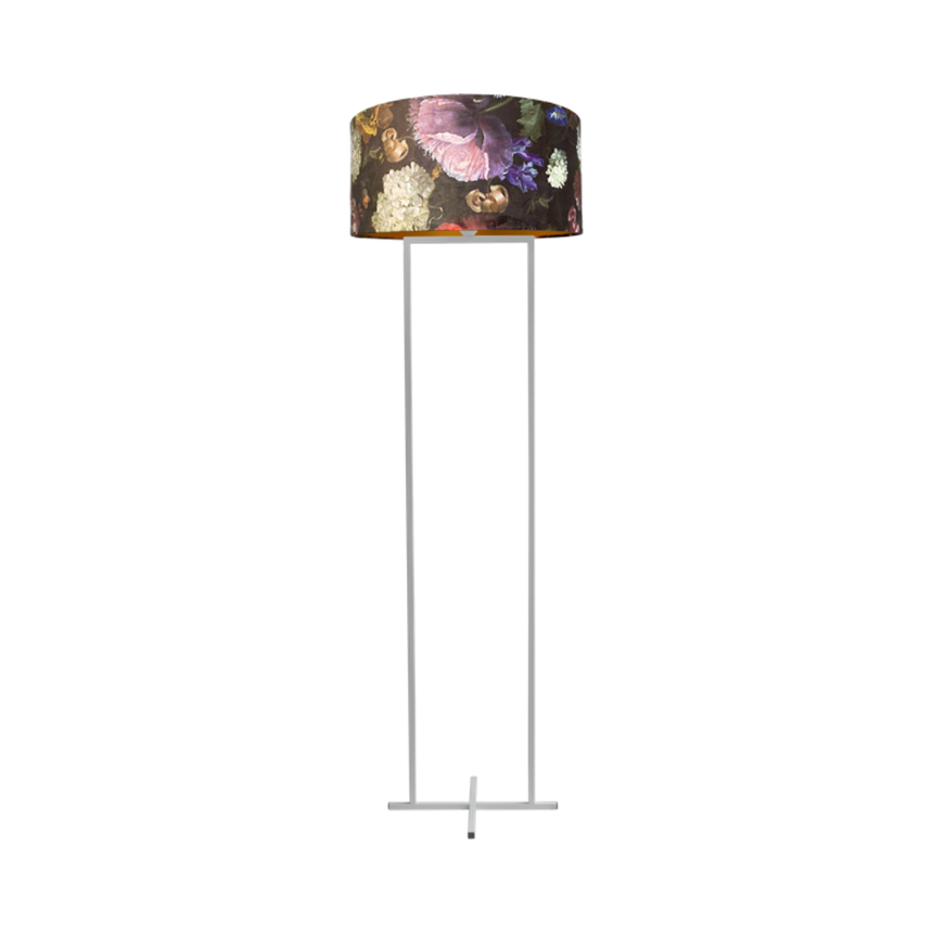 Cross fabric floor lamp with white frame