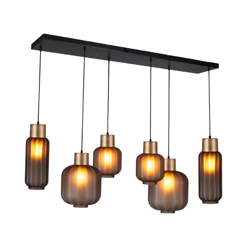 Lett Rib matt üveg függőlámpa réz foglalattal