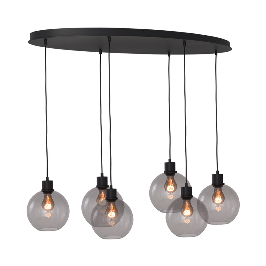 Lazise világosszürke üveg függőlámpa fekete foglalattal