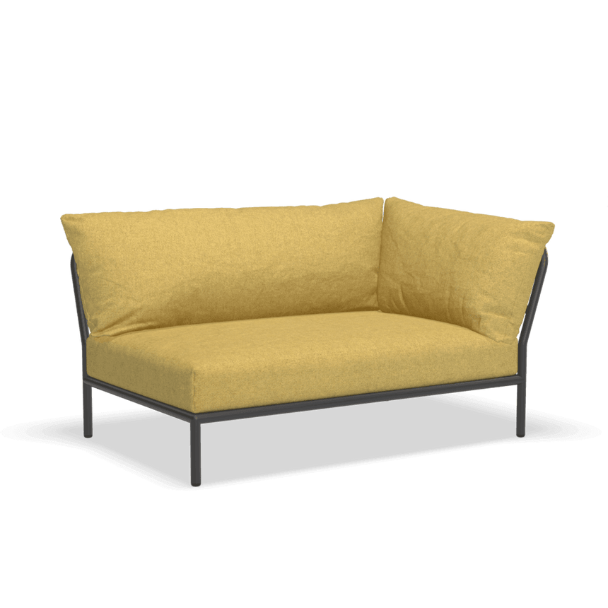 LEVEL2 jobbos szövet sarokkanapé fekete lábbal - Dutch Home