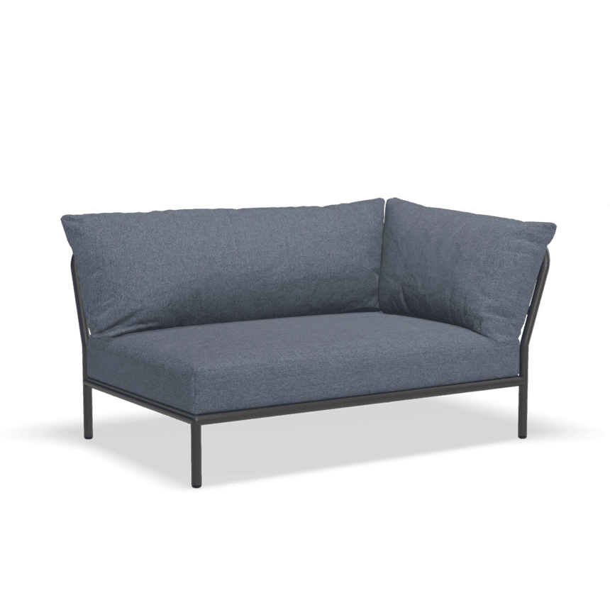 LEVEL2 jobbos szövet sarokkanapé fekete lábbal - Dutch Home