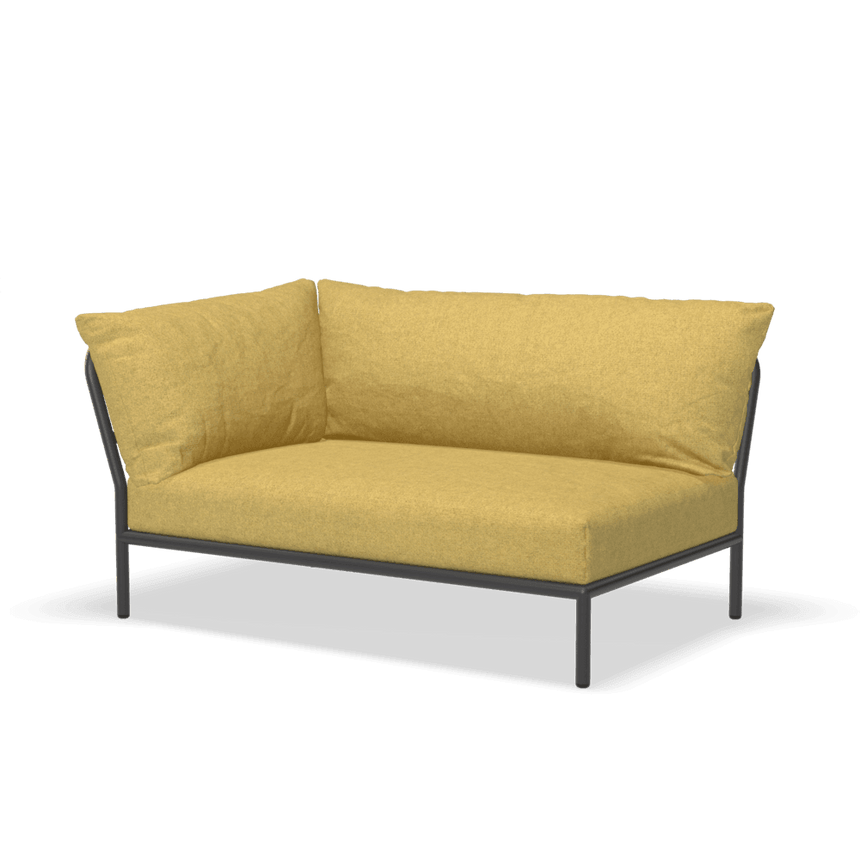 LEVEL2 balos szövet sarokkanapé fekete lábbal - Dutch Home