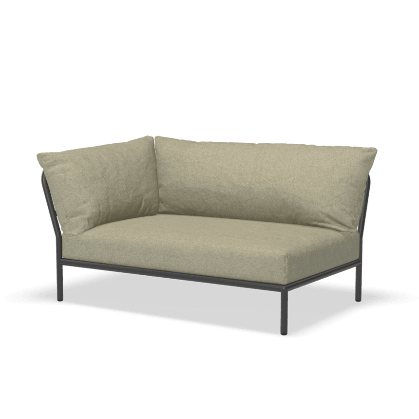 LEVEL2 balos szövet sarokkanapé fekete lábbal - Dutch Home