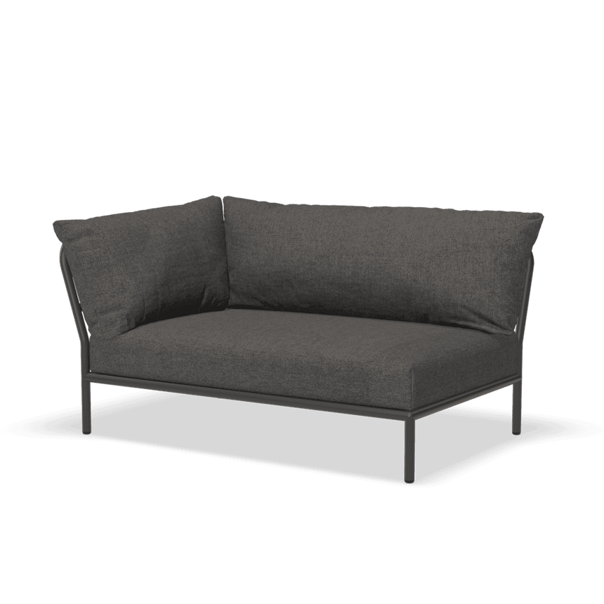 LEVEL2 balos szövet sarokkanapé fekete lábbal - Dutch Home