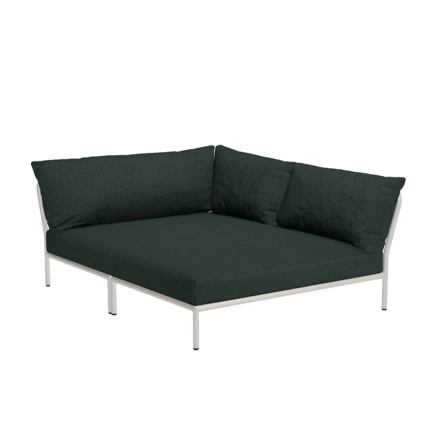 LEVEL2 COZY jobbos szövet sarokkanapé fehér lábbal - Dutch Home