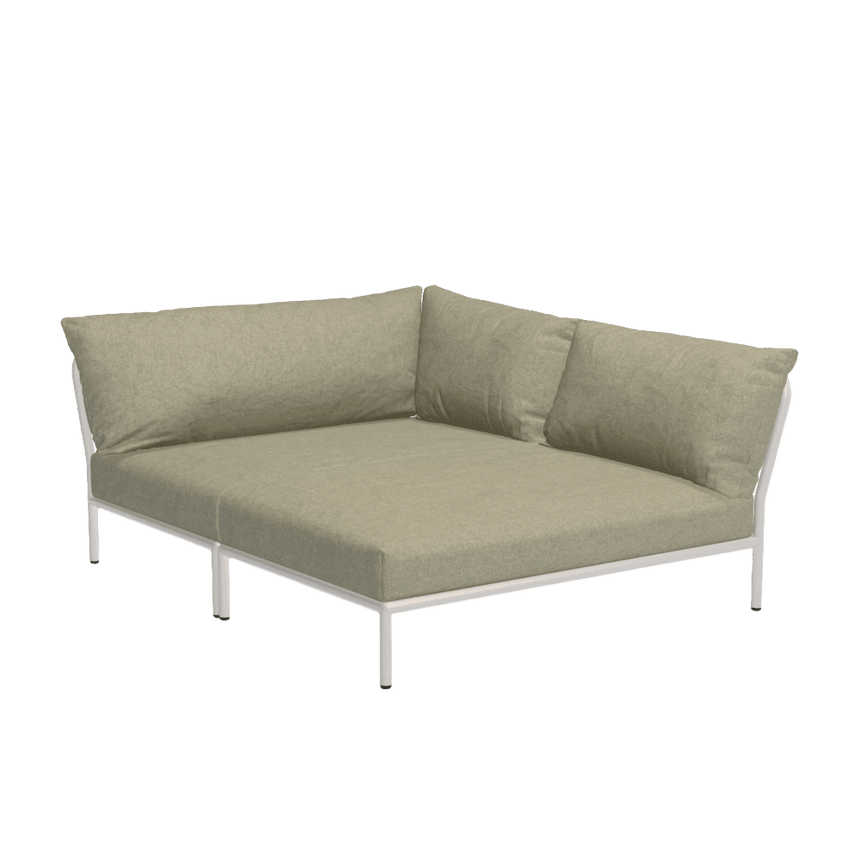 LEVEL2 COZY jobbos szövet sarokkanapé fehér lábbal - Dutch Home