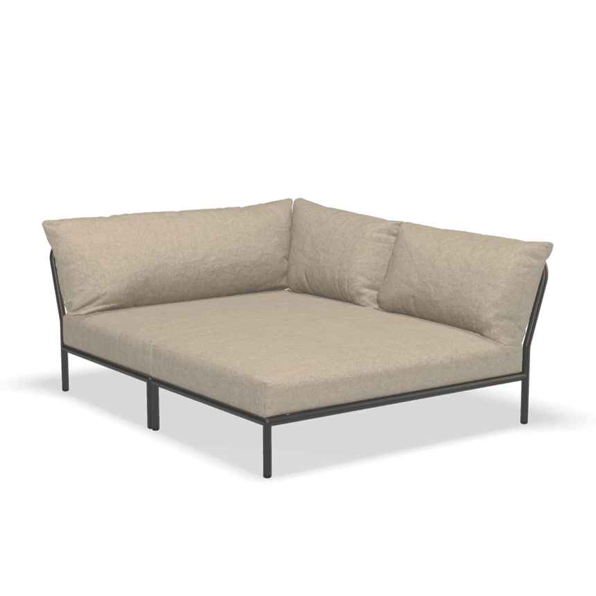 LEVEL2 COZY jobbos szövet sarokkanapé fekete lábbal - Dutch Home