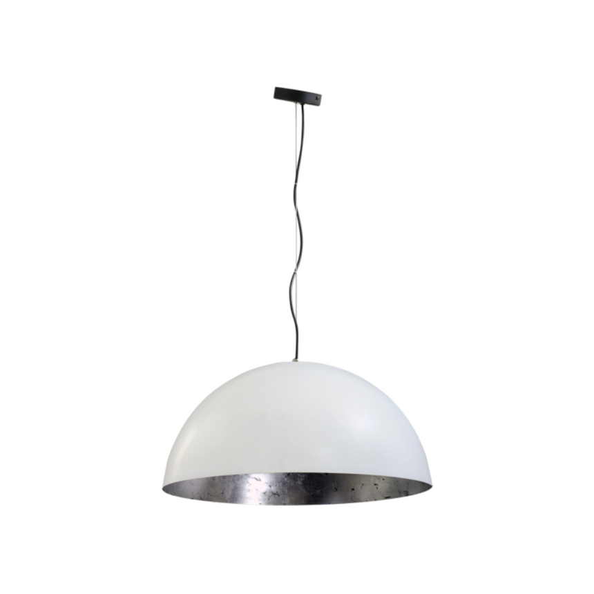 Larino 1-bulb white metal pendant lamp with silver interior