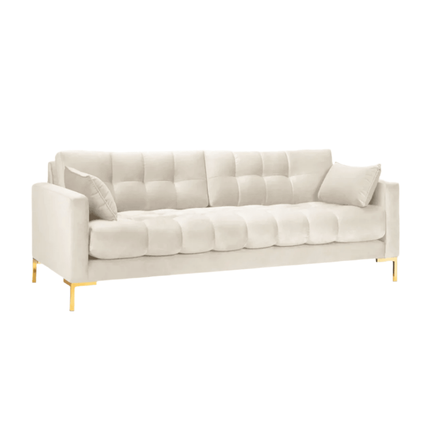 Mamaia 3 személyes bársony kanapé arany lábbal