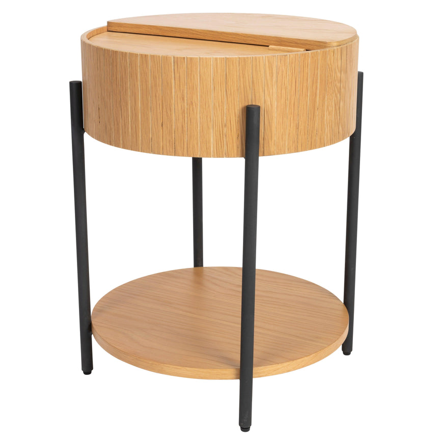 Slides wooden storage table