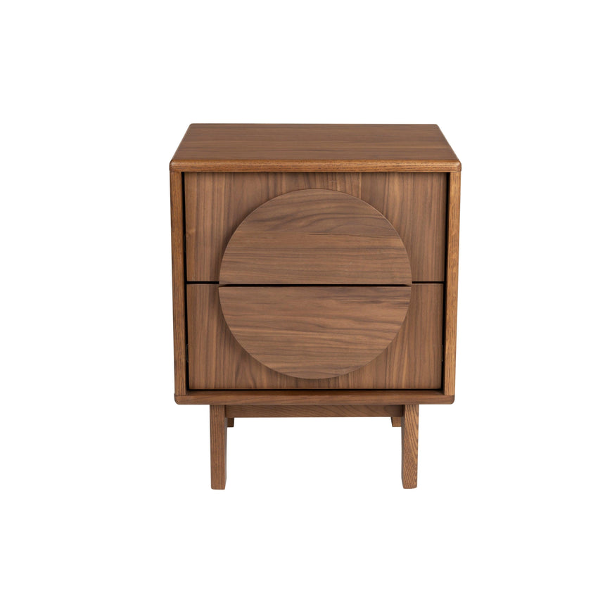 Groove wooden bedside table