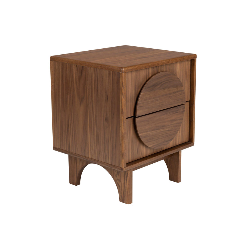 Groove wooden bedside table