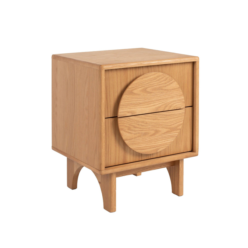 Groove wooden bedside table