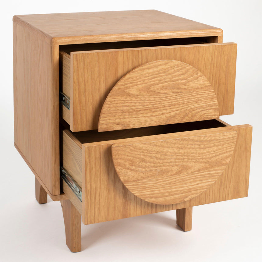 Groove wooden bedside table