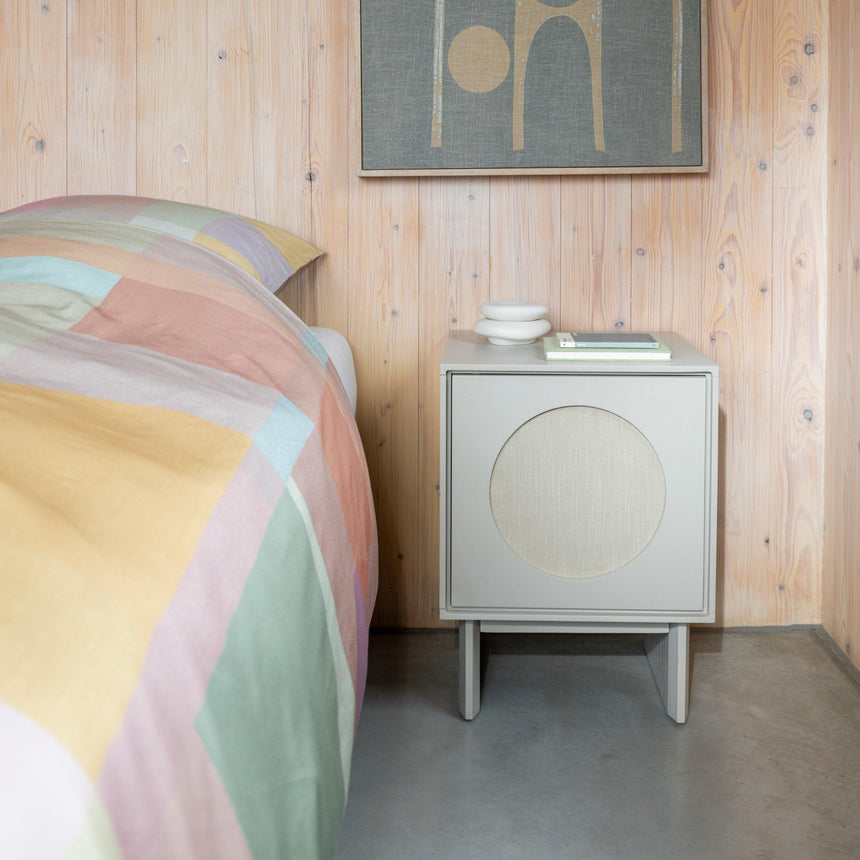 Twin wooden bedside table