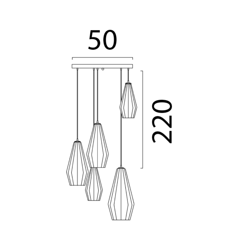 Diamond 5 izzós üveg függőlámpa
