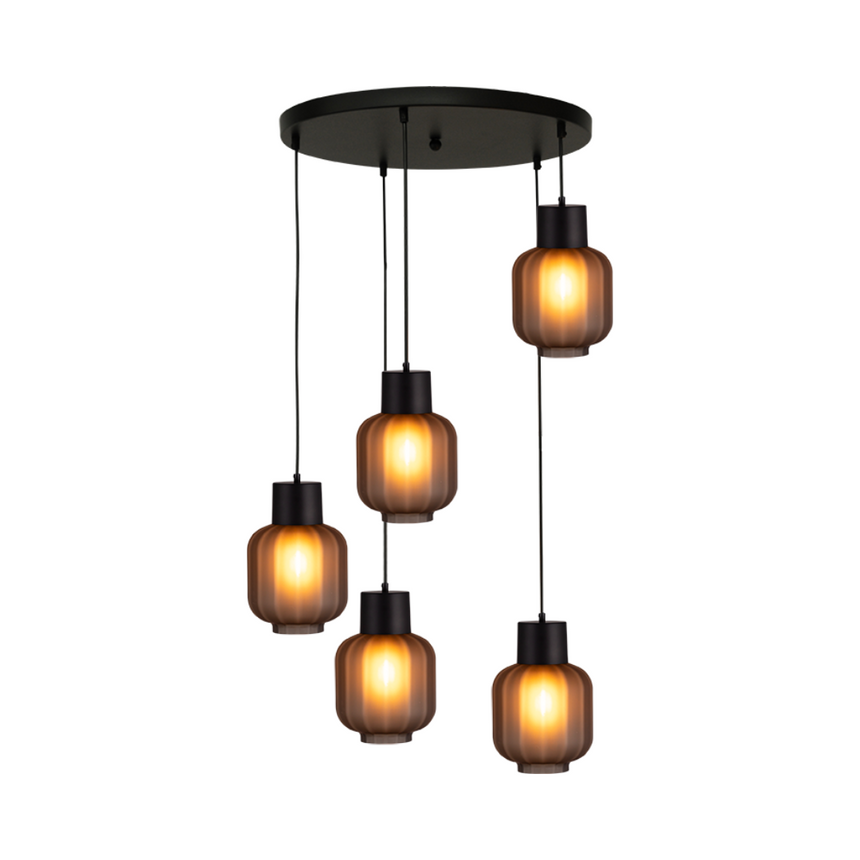 Lett Rib matt üveg függőlámpa fekete foglalattal