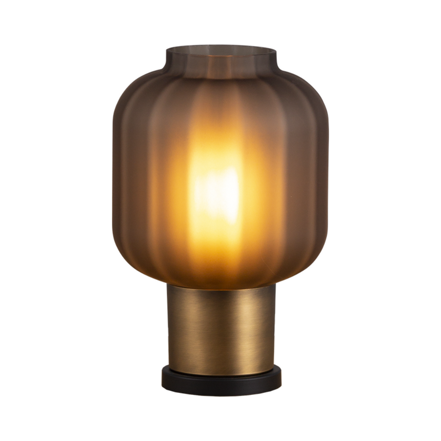 Lett Rib matt üveg asztali lámpa réz foglalattal