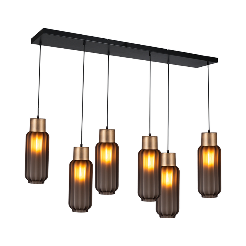 Lett Rib matt üveg függőlámpa réz foglalattal