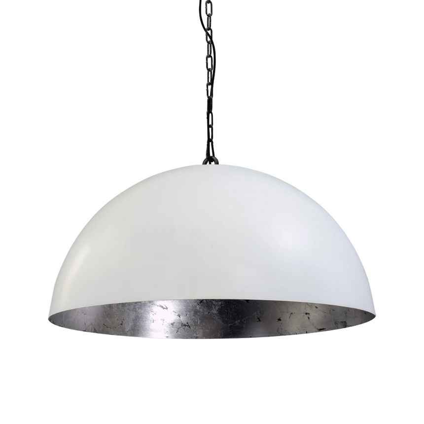 Larino 1-bulb white metal pendant lamp with silver interior