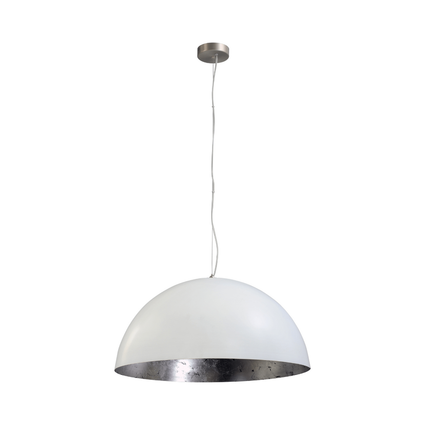 Larino 1-bulb white metal pendant lamp with silver interior