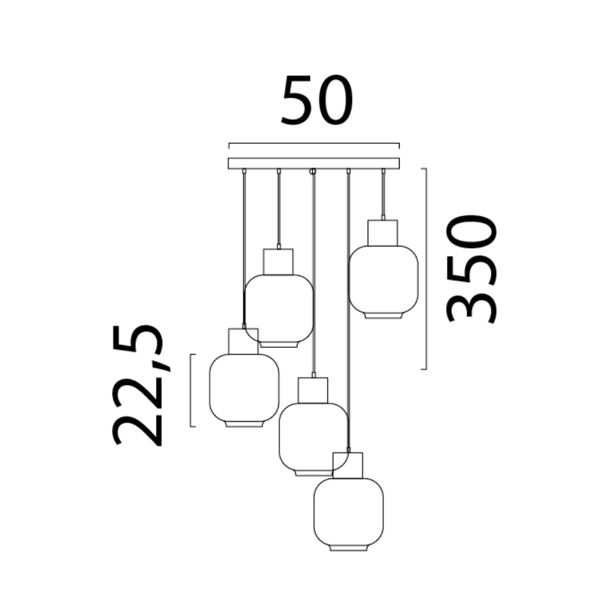 Lett Rib matt üveg függőlámpa fekete foglalattal