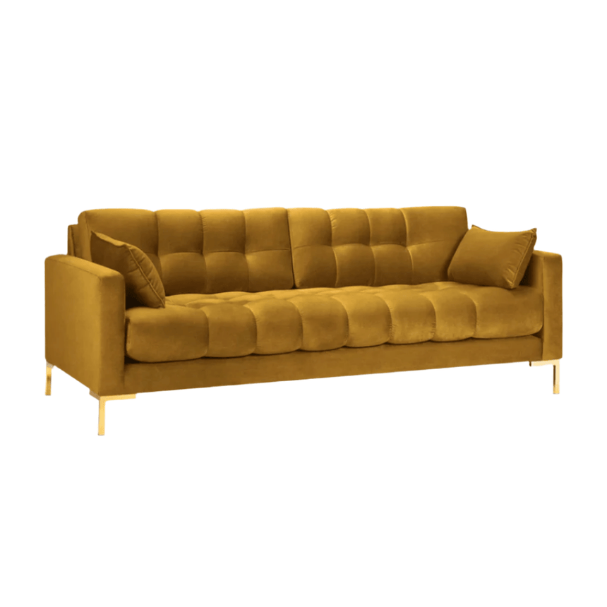 Mamaia 3 személyes bársony kanapé arany lábbal