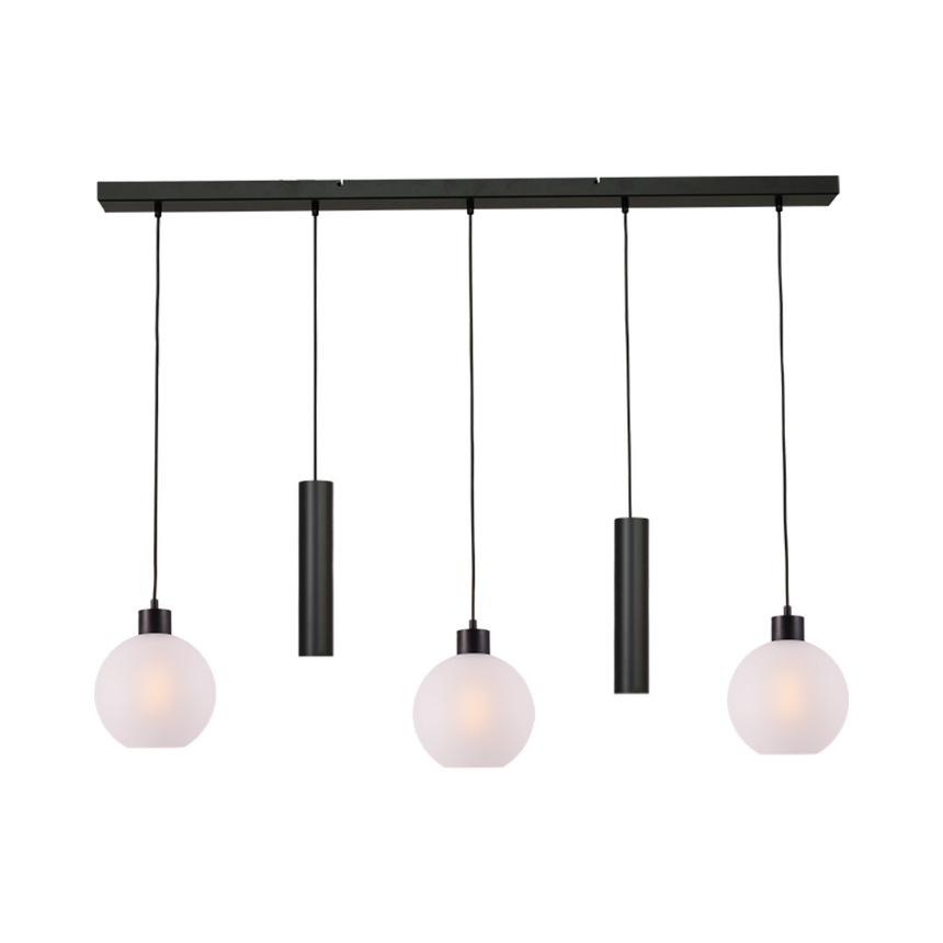 Lazise fehér üveg függőlámpa fekete foglalattal