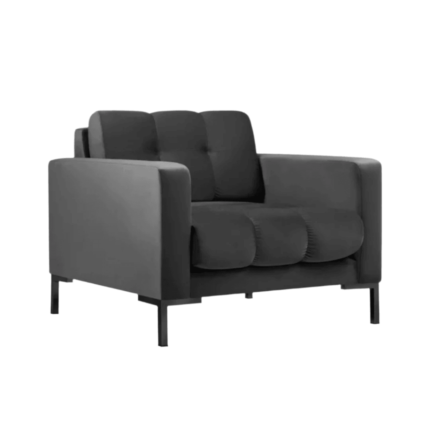 Mamaia velvet armchair with black legs