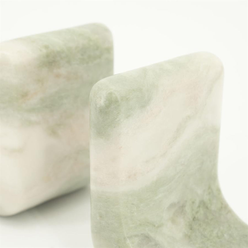Verde marble bookend set