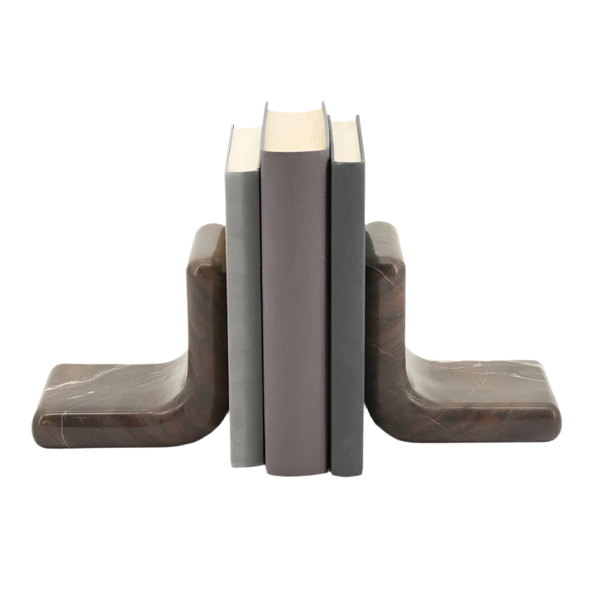 Rosso marble bookend set