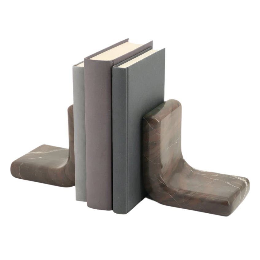 Rosso marble bookend set