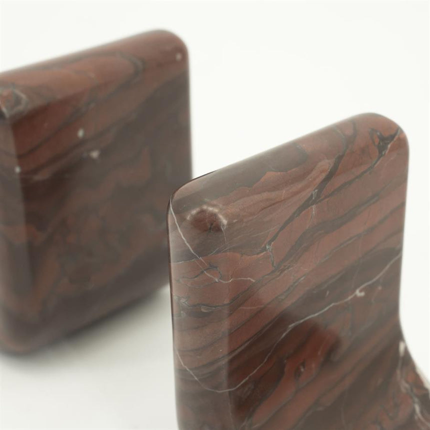 Rosso marble bookend set
